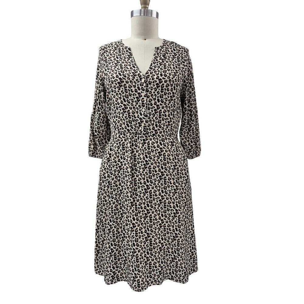 Banana Republic 100% Rayon Animal Print Dress with Pockets  Sz L